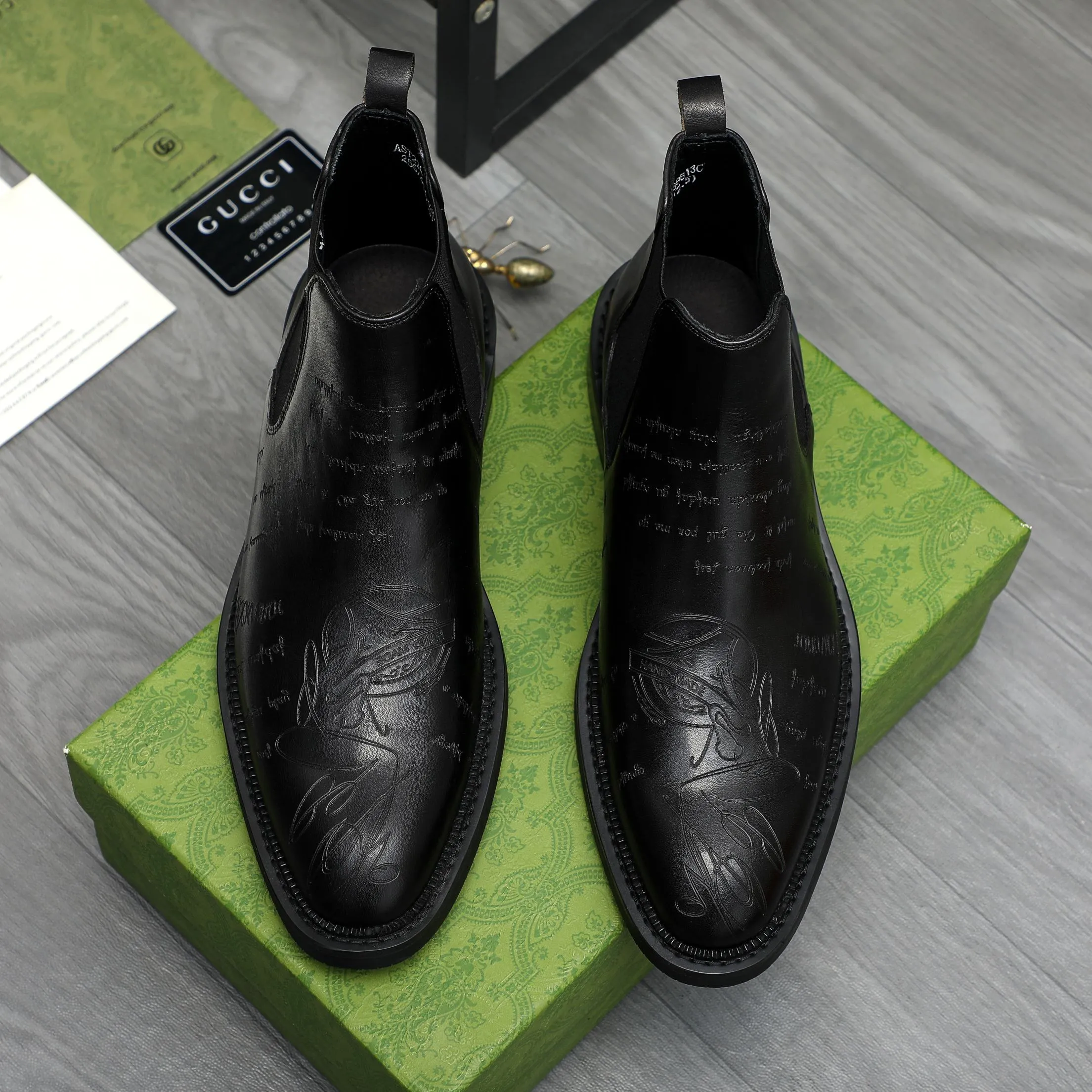 Men's shoes 💰p620 Product trademark: GUCCI "Gucci" high-top business leather shoes Regular size: 37-46 (37.46 custom-made, non-refundable) Product materials: Selected carved cowhide upper, pigskin lining, rubber outsole